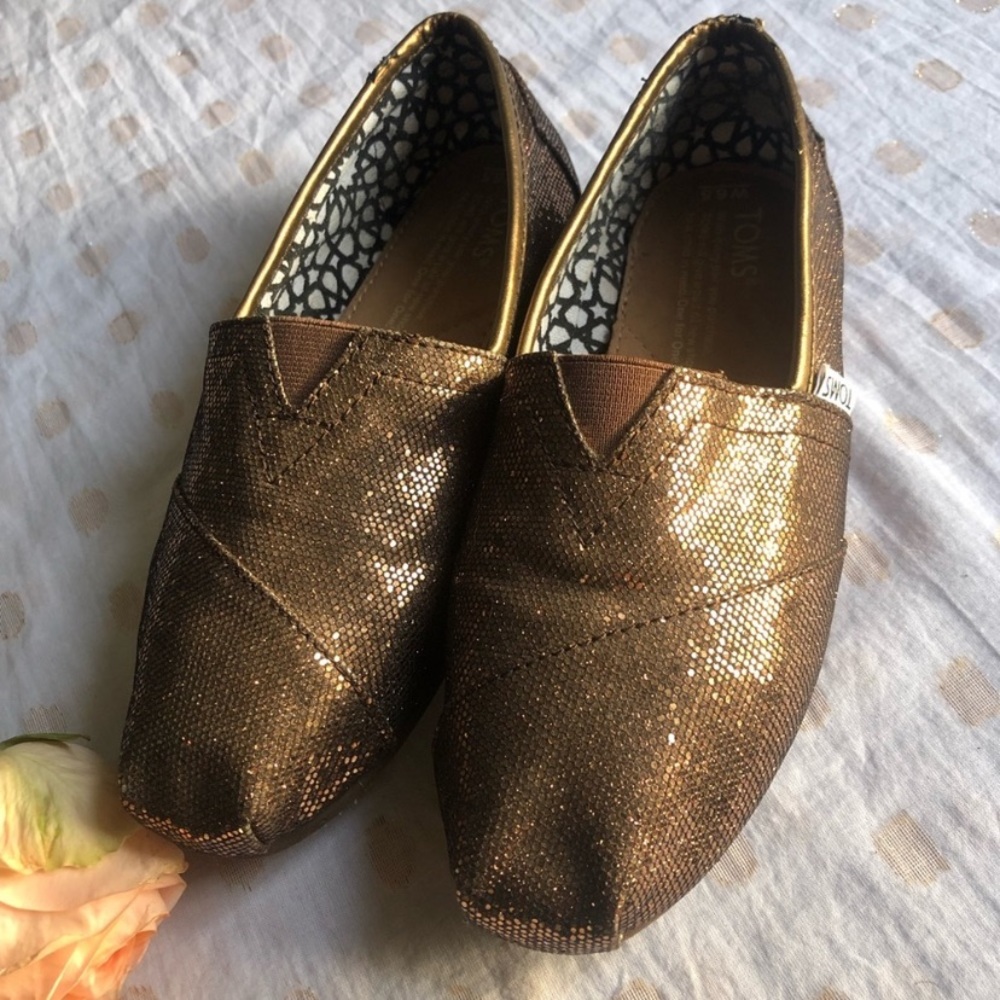 NWOT Classic Brown Glitter TOMS